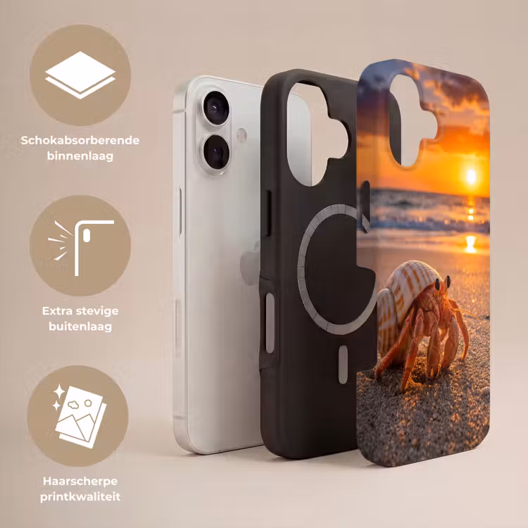 Kreeft - Strand - Natuur - Zonsondergang - Oranje Toughcase MagSafe Apple iPhone 17 klein -USP_Lagen_NL