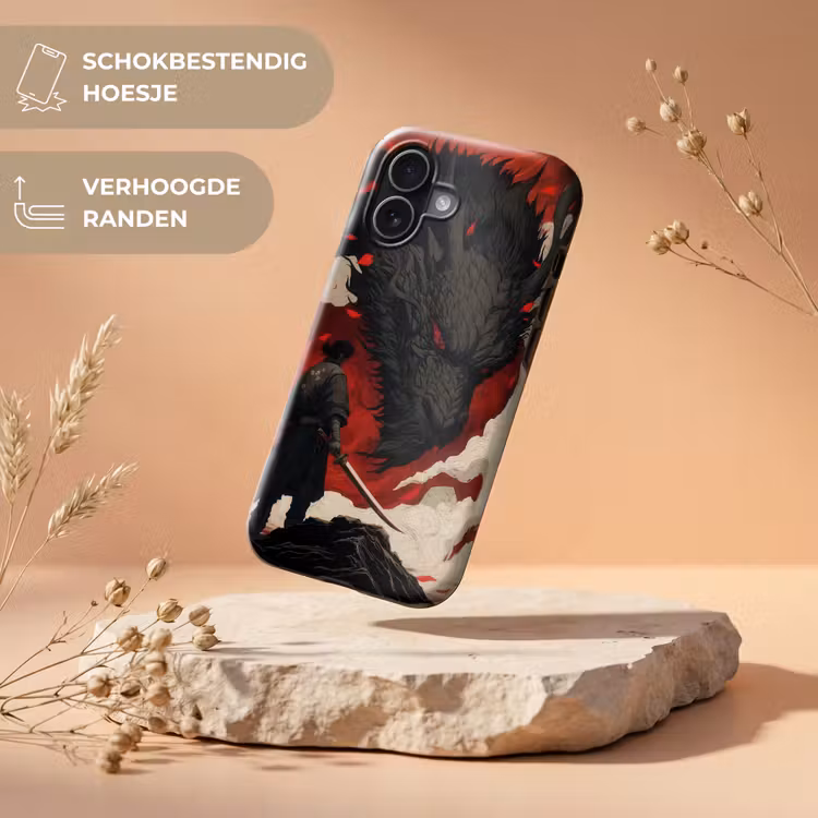 Krijger - Draak - Zwart - Rood - Rook Toughcase MagSafe Apple iPhone 17 klein -USP_RandenV_NL