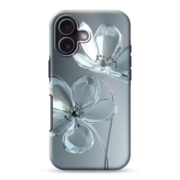 Kristal - Bloemen - Grijs Toughcase MagSafe Apple iPhone 17 klein -3d
