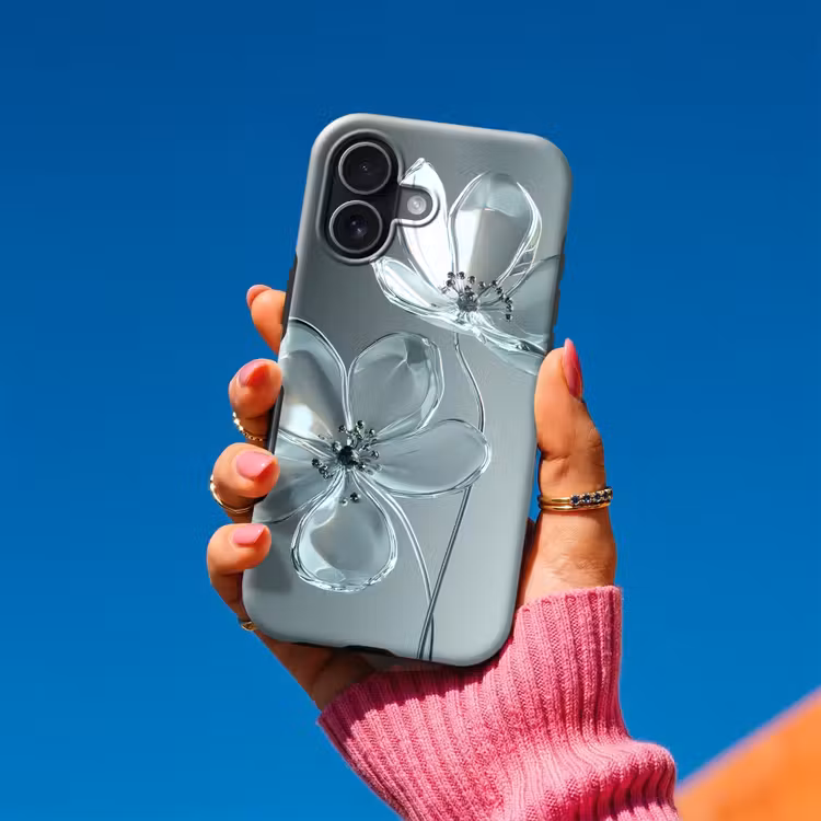 Kristal - Bloemen - Grijs Toughcase MagSafe Apple iPhone 17 klein -Sfeer1V