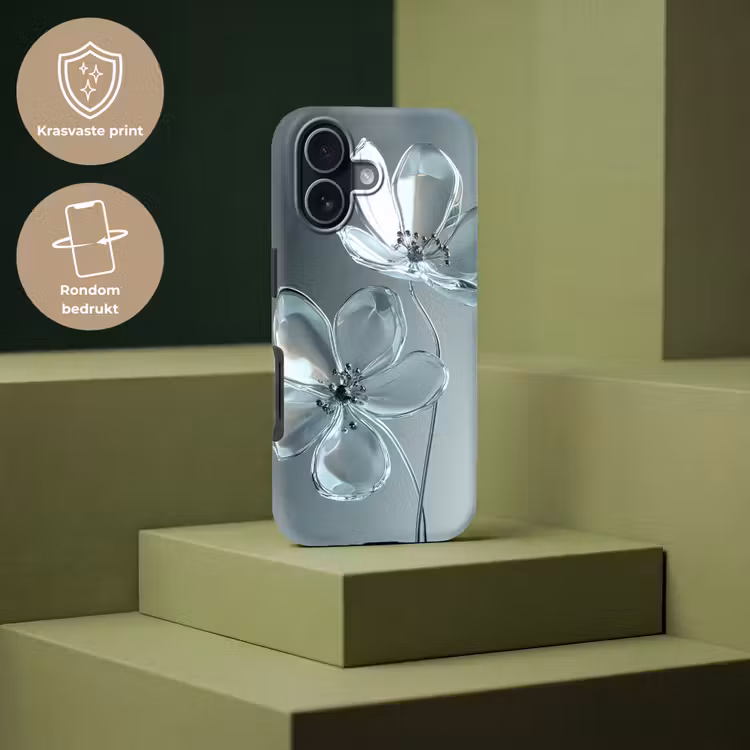 Kristal - Bloemen - Grijs Toughcase MagSafe Apple iPhone 17 klein -USP_PrintM_NL