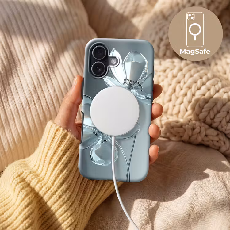 Kristal - Bloemen - Grijs Toughcase MagSafe Apple iPhone 17 klein -USP_MagsafeV