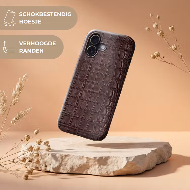 Krokodil - Leer - Bruin Toughcase MagSafe Apple iPhone 17 klein -USP_RandenV_NL