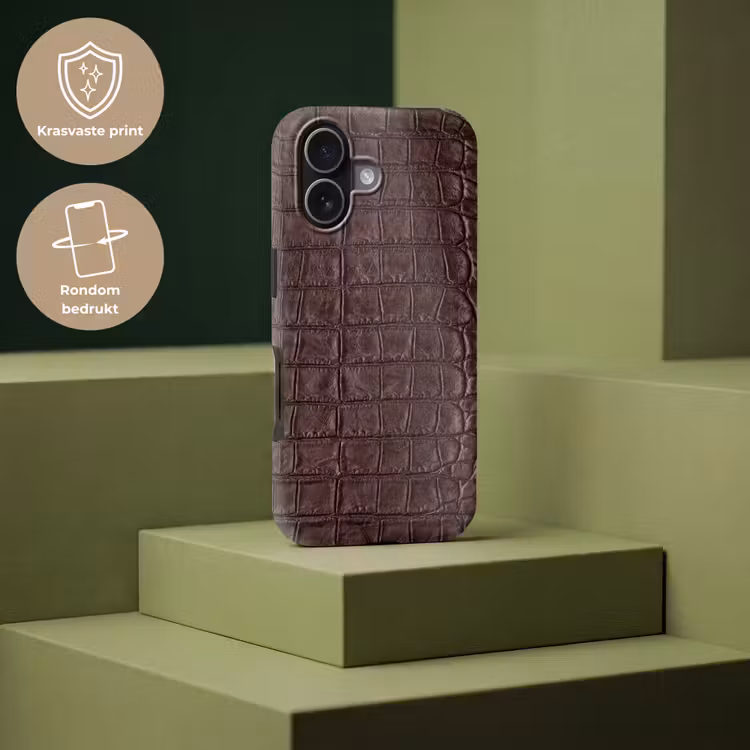 Krokodil - Leer - Bruin Toughcase MagSafe Apple iPhone 17 klein -USP_PrintM_NL