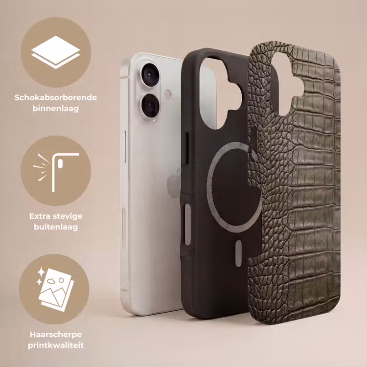 Krokodillenleer - Structuur - Groen Toughcase MagSafe Apple iPhone 17 klein -USP_Lagen_NL
