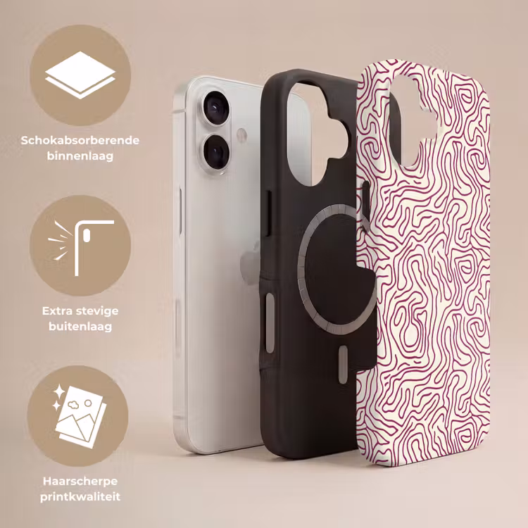 Kronkelende lijn - Magenta - Crème Toughcase MagSafe Apple iPhone 17 klein 1017 -USP_Lagen_NL