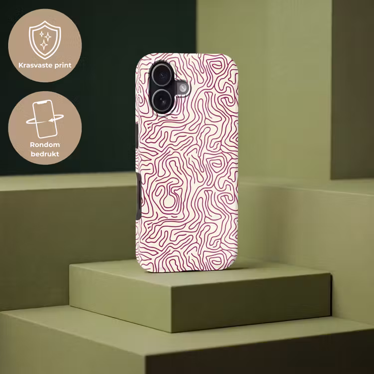 Kronkelende lijn - Magenta - Crème Toughcase MagSafe Apple iPhone 17 klein 1017 -USP_PrintM_NL