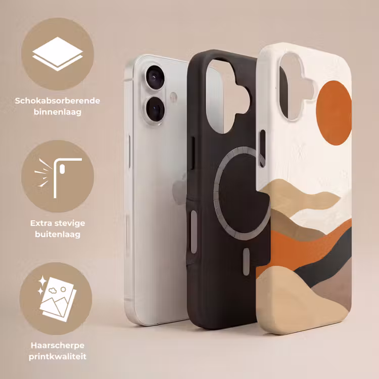 Landschap - Heuvels - Zon - Abstract - Oranje Toughcase MagSafe Apple iPhone 17 klein -USP_Lagen_NL