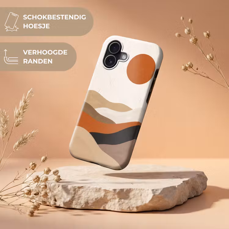 Landschap - Heuvels - Zon - Abstract - Oranje Toughcase MagSafe Apple iPhone 17 klein -USP_RandenV_NL