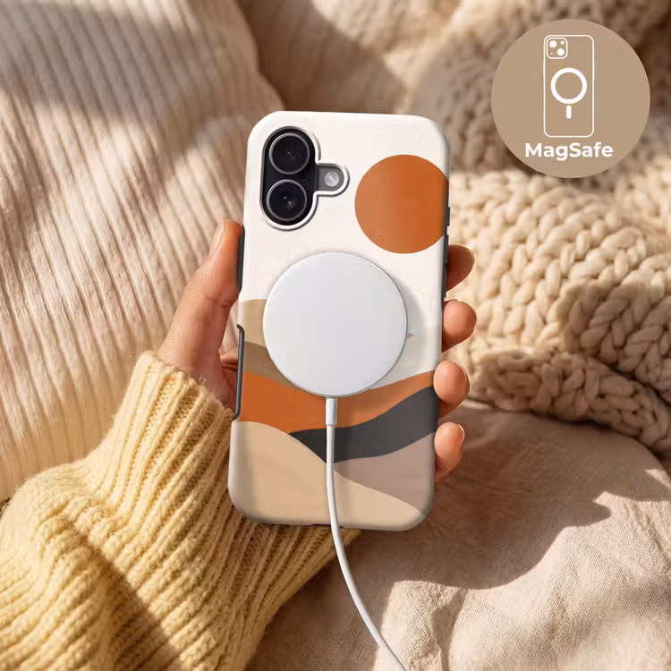 Landschap - Heuvels - Zon - Abstract - Oranje Toughcase MagSafe Apple iPhone 17 klein -USP_MagsafeV