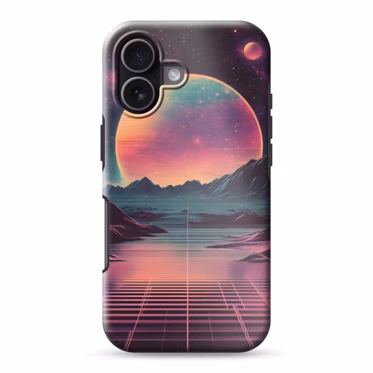 Landschap - Planeten - Horizon - Paars Toughcase MagSafe Apple iPhone 17 klein -3d