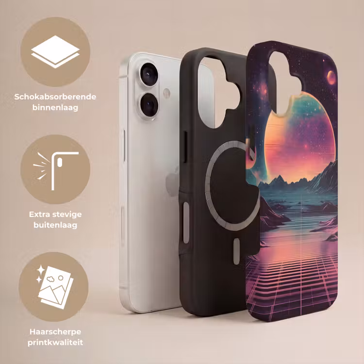 Landschap - Planeten - Horizon - Paars Toughcase MagSafe Apple iPhone 17 klein -USP_Lagen_NL