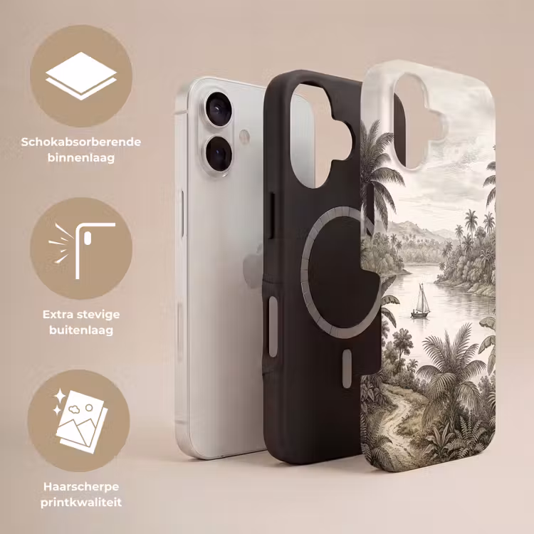 Landschap - Rivier - Boot - Tropisch - Vintage Toughcase MagSafe Apple iPhone 17 klein -USP_Lagen_NL