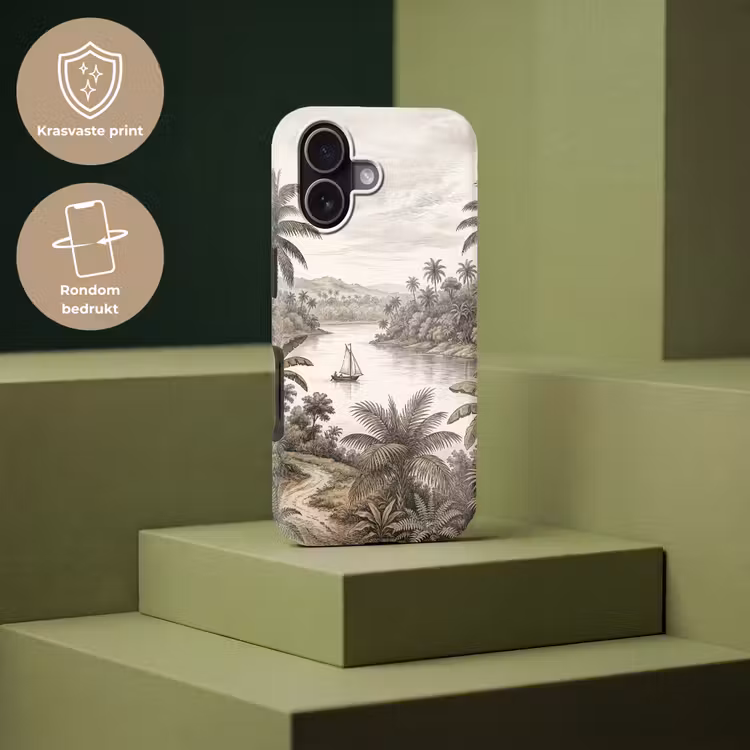 Landschap - Rivier - Boot - Tropisch - Vintage Toughcase MagSafe Apple iPhone 17 klein -USP_PrintM_NL