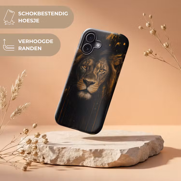 Leeuw - Goud - Druppels Toughcase MagSafe Apple iPhone 17 klein -USP_RandenV_NL