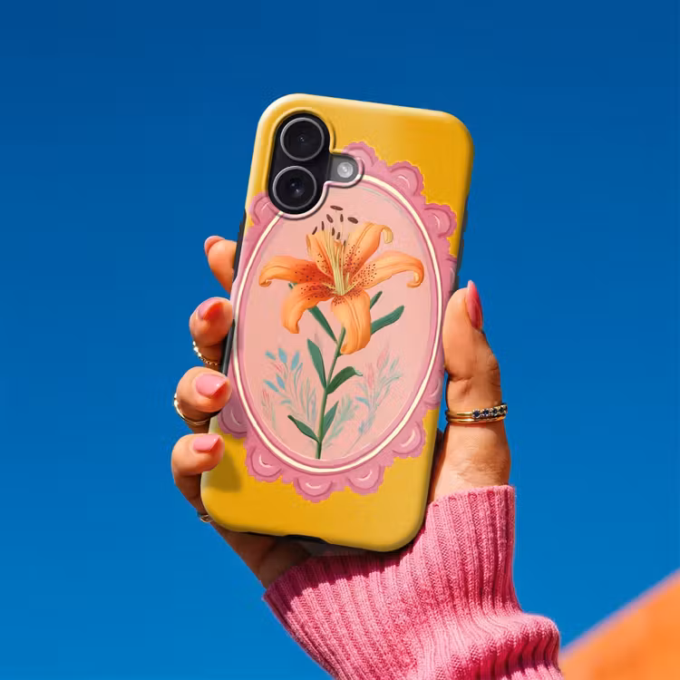 Lelie - Oranje - Lijst - Ovaal Toughcase MagSafe Apple iPhone 17 klein -Sfeer1V
