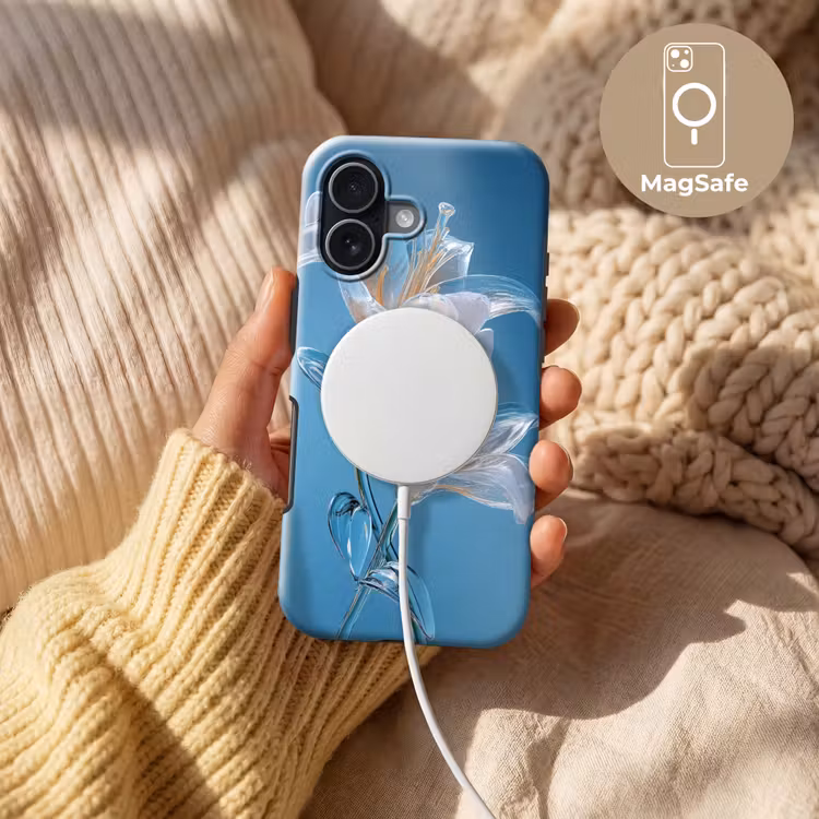 Lelies - Blauw - Glazen Toughcase MagSafe Apple iPhone 17 klein -USP_MagsafeV