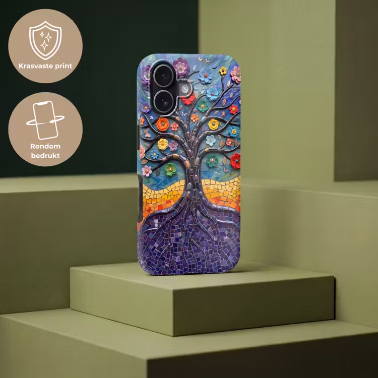Levensboom - Mozaïek - Bloemen - Kleurrijk - Vrolijk Toughcase MagSafe Apple iPhone 17 klein -USP_PrintM_NL