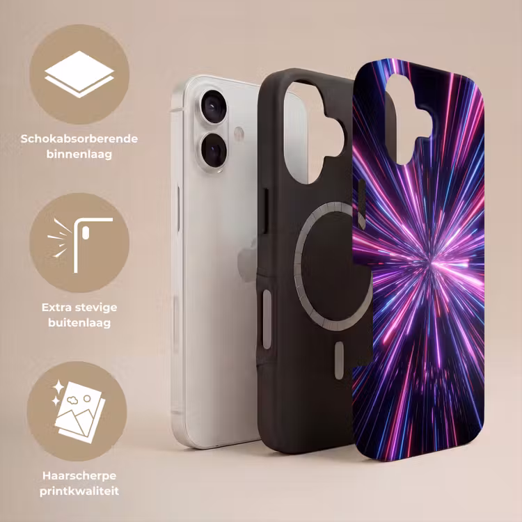 Lichtsnelheid - Ruimte - Roze - Paars Toughcase MagSafe Apple iPhone 17 klein -USP_Lagen_NL