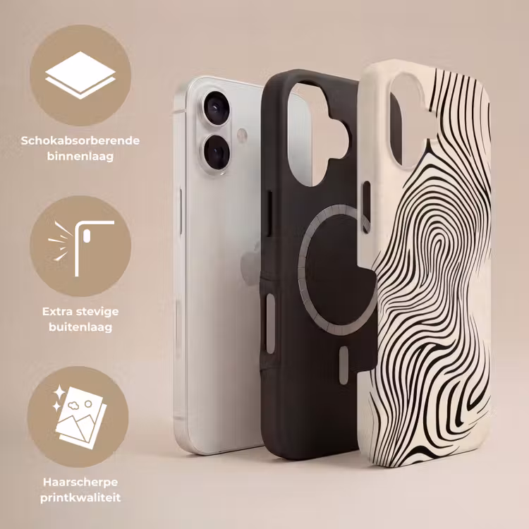 Lijnen - Abstract - Golvend - Zwart Toughcase MagSafe Apple iPhone 17 klein -USP_Lagen_NL