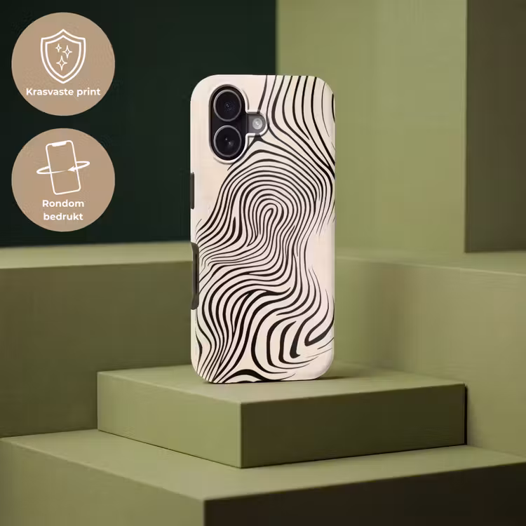 Lijnen - Abstract - Golvend - Zwart Toughcase MagSafe Apple iPhone 17 klein -USP_PrintM_NL