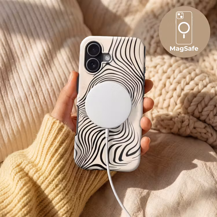 Lijnen - Abstract - Golvend - Zwart Toughcase MagSafe Apple iPhone 17 klein -USP_MagsafeV