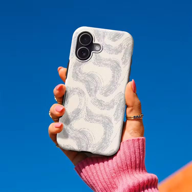 Lijnen - Patroon - Beige - Minimalistisch Toughcase MagSafe Apple iPhone 17 klein 1017 -Sfeer1V