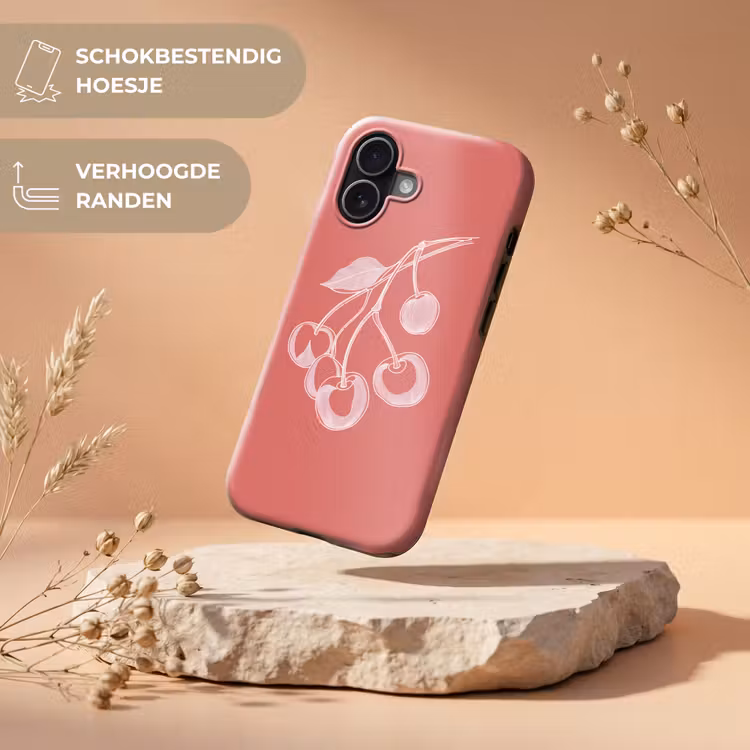 Lijnillustratie - Kersen - Tak - Wit Toughcase MagSafe Apple iPhone 17 klein -USP_RandenV_NL