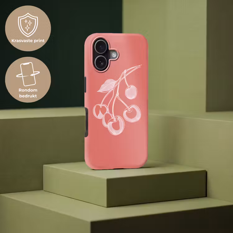 Lijnillustratie - Kersen - Tak - Wit Toughcase MagSafe Apple iPhone 17 klein -USP_PrintM_NL