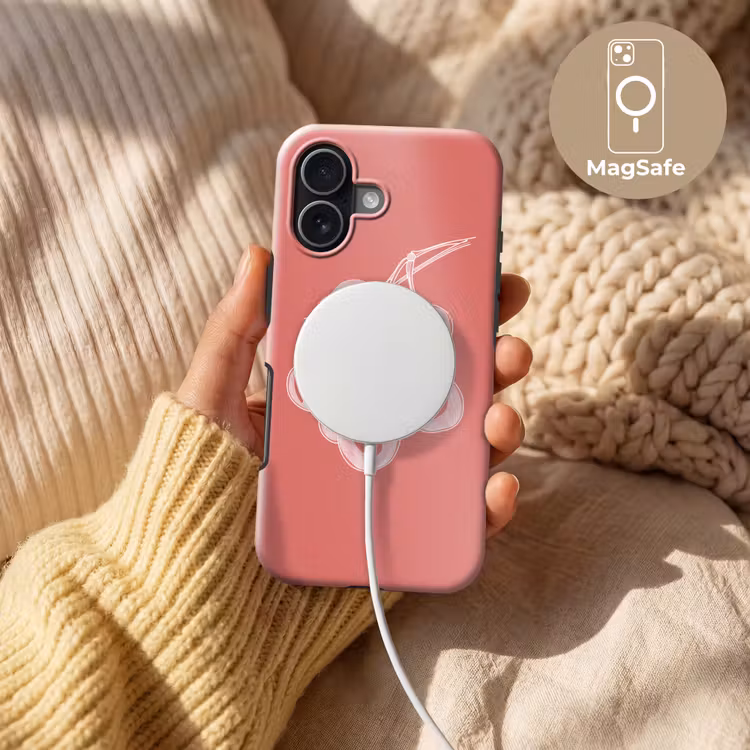 Lijnillustratie - Kersen - Tak - Wit Toughcase MagSafe Apple iPhone 17 klein -USP_MagsafeV