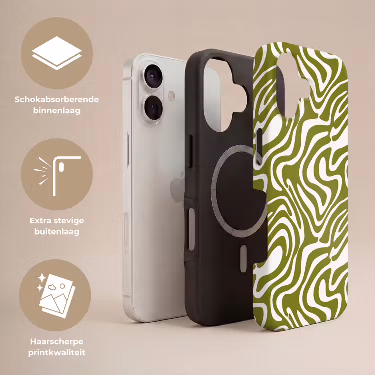 Lijnpatroon - Groen - Organisch Toughcase MagSafe Apple iPhone 17 klein 1017 -USP_Lagen_NL