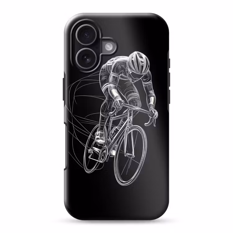 Lijntekening - Wit - Wielrennen - Snelheid Toughcase MagSafe Apple iPhone 17 klein -3d