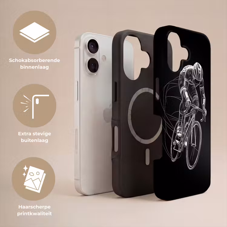 Lijntekening - Wit - Wielrennen - Snelheid Toughcase MagSafe Apple iPhone 17 klein -USP_Lagen_NL