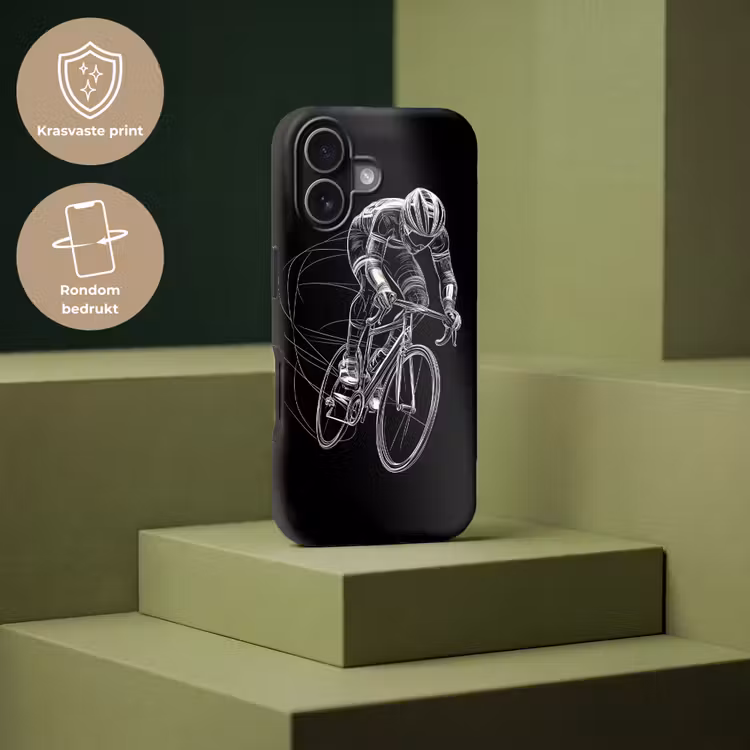 Lijntekening - Wit - Wielrennen - Snelheid Toughcase MagSafe Apple iPhone 17 klein -USP_PrintM_NL