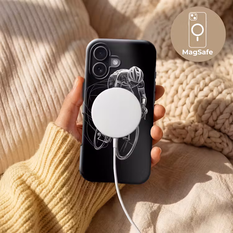 Lijntekening - Wit - Wielrennen - Snelheid Toughcase MagSafe Apple iPhone 17 klein -USP_MagsafeV