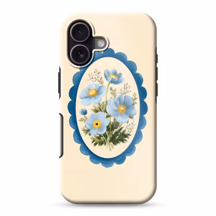 Lijst - Bloemen - Lichtblauw - Illustratie Toughcase MagSafe Apple iPhone 17 klein -3d