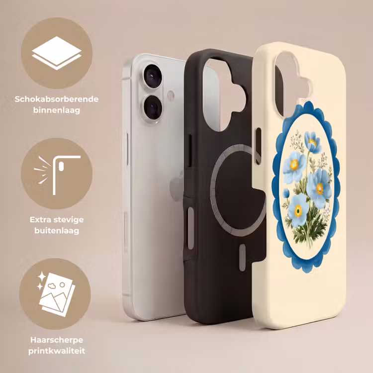 Lijst - Bloemen - Lichtblauw - Illustratie Toughcase MagSafe Apple iPhone 17 klein -USP_Lagen_NL