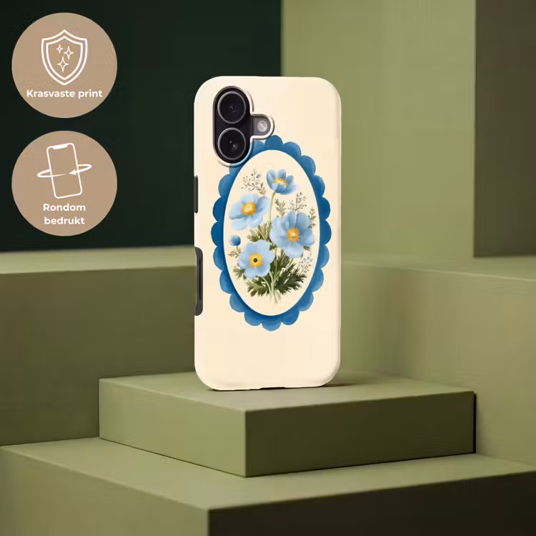 Lijst - Bloemen - Lichtblauw - Illustratie Toughcase MagSafe Apple iPhone 17 klein -USP_PrintM_NL