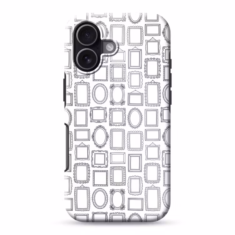 Lijsten - Patroon - Decoratie - Schets - Zwart-wit Toughcase MagSafe Apple iPhone 17 klein -3d