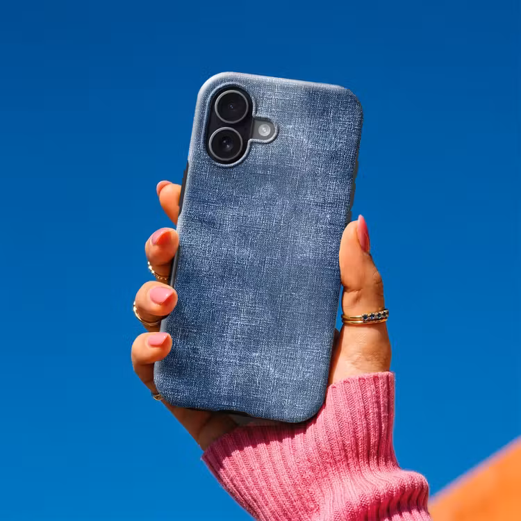 Linnen - Textuur - Patroon - Denim - Rustiek Toughcase MagSafe Apple iPhone 17 klein 1017 -Sfeer1V