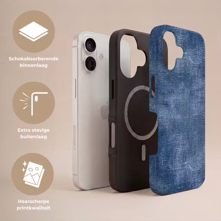 Linnen - Textuur - Patroon - Denim - Rustiek Toughcase MagSafe Apple iPhone 17 klein 1017 -USP_Lagen_NL