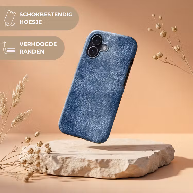 Linnen - Textuur - Patroon - Denim - Rustiek Toughcase MagSafe Apple iPhone 17 klein 1017 -USP_RandenV_NL