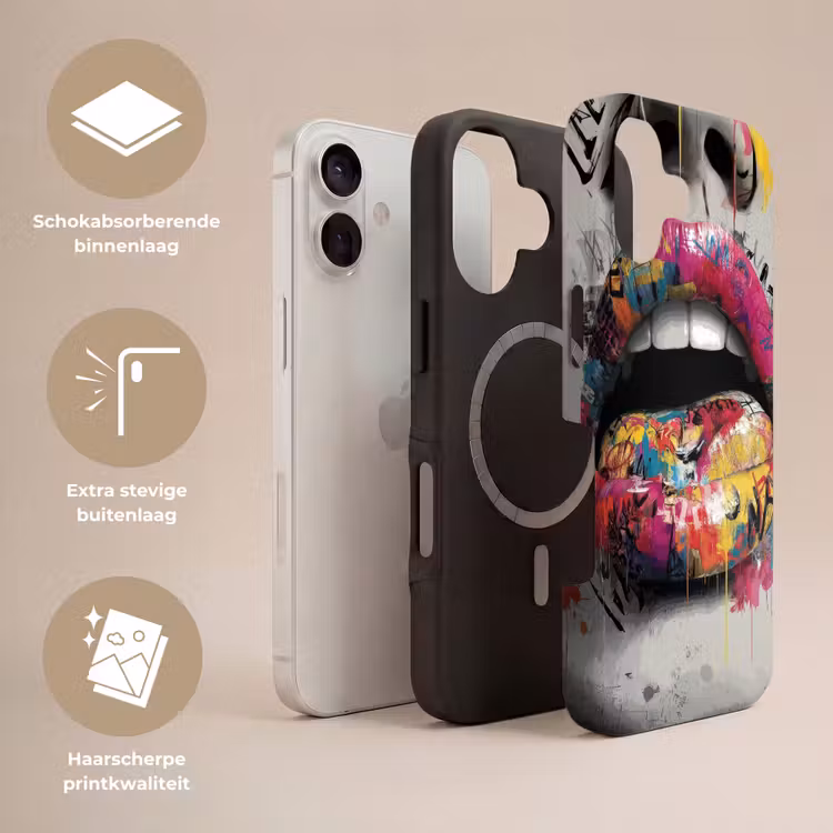 Lippen - Graffiti - Expressief Toughcase MagSafe Apple iPhone 17 klein -USP_Lagen_NL