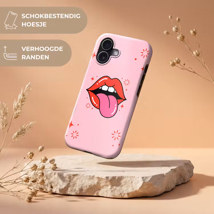 Lippen - Tong - Pop-art - Kleurrijk - Roze Toughcase MagSafe Apple iPhone 17 klein -USP_RandenV_NL