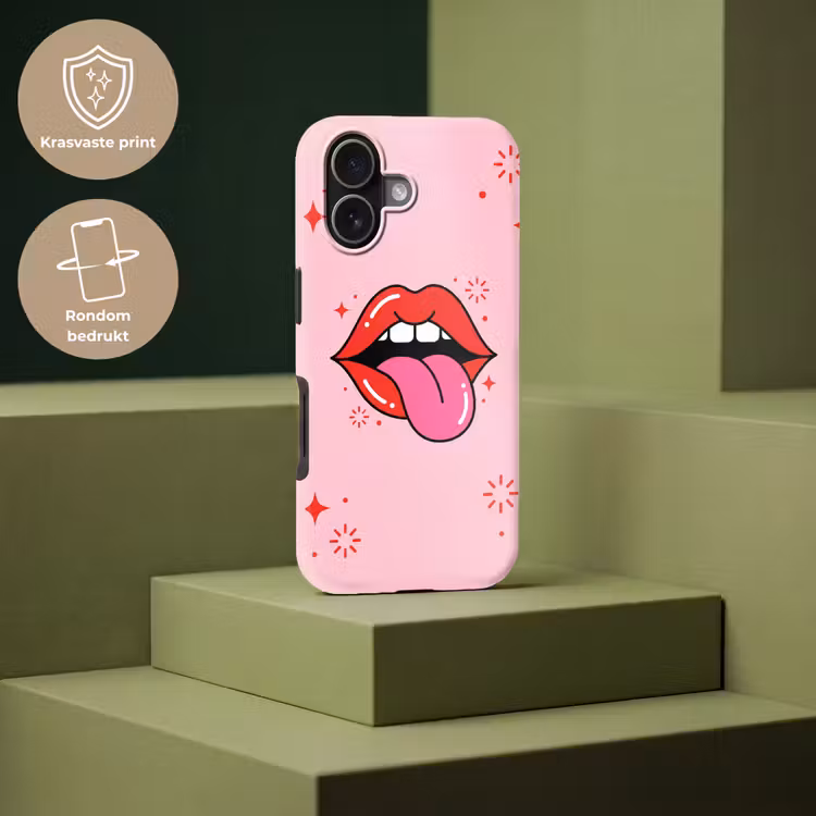 Lippen - Tong - Pop-art - Kleurrijk - Roze Toughcase MagSafe Apple iPhone 17 klein -USP_PrintM_NL