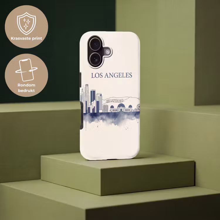 Los Angeles - Skyline - Architectuur - Aquarel - Blauw Toughcase MagSafe Apple iPhone 17 klein -USP_PrintM_NL