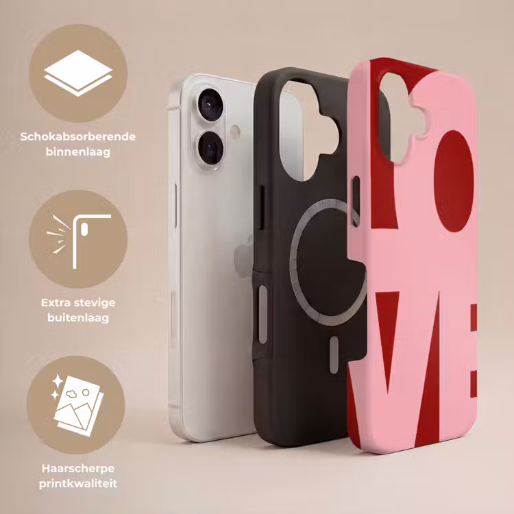 Love - Rood - Blokletters Toughcase MagSafe Apple iPhone 17 klein -USP_Lagen_NL