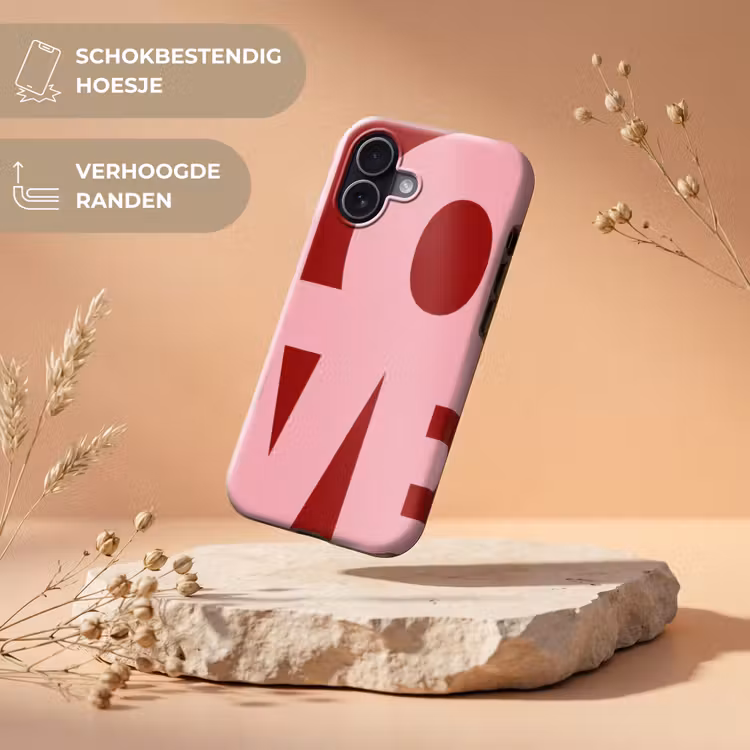 Love - Rood - Blokletters Toughcase MagSafe Apple iPhone 17 klein -USP_RandenV_NL