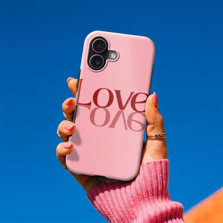Love - Roze - Spiegeling Toughcase MagSafe Apple iPhone 17 klein -Sfeer1V