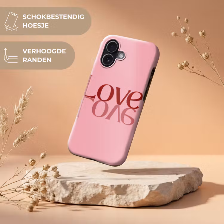 Love - Roze - Spiegeling Toughcase MagSafe Apple iPhone 17 klein -USP_RandenV_NL